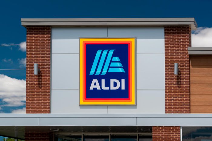 Aldi grocery store sign on a building