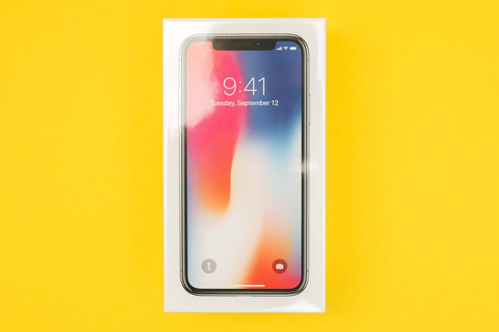 iphone box on yellow