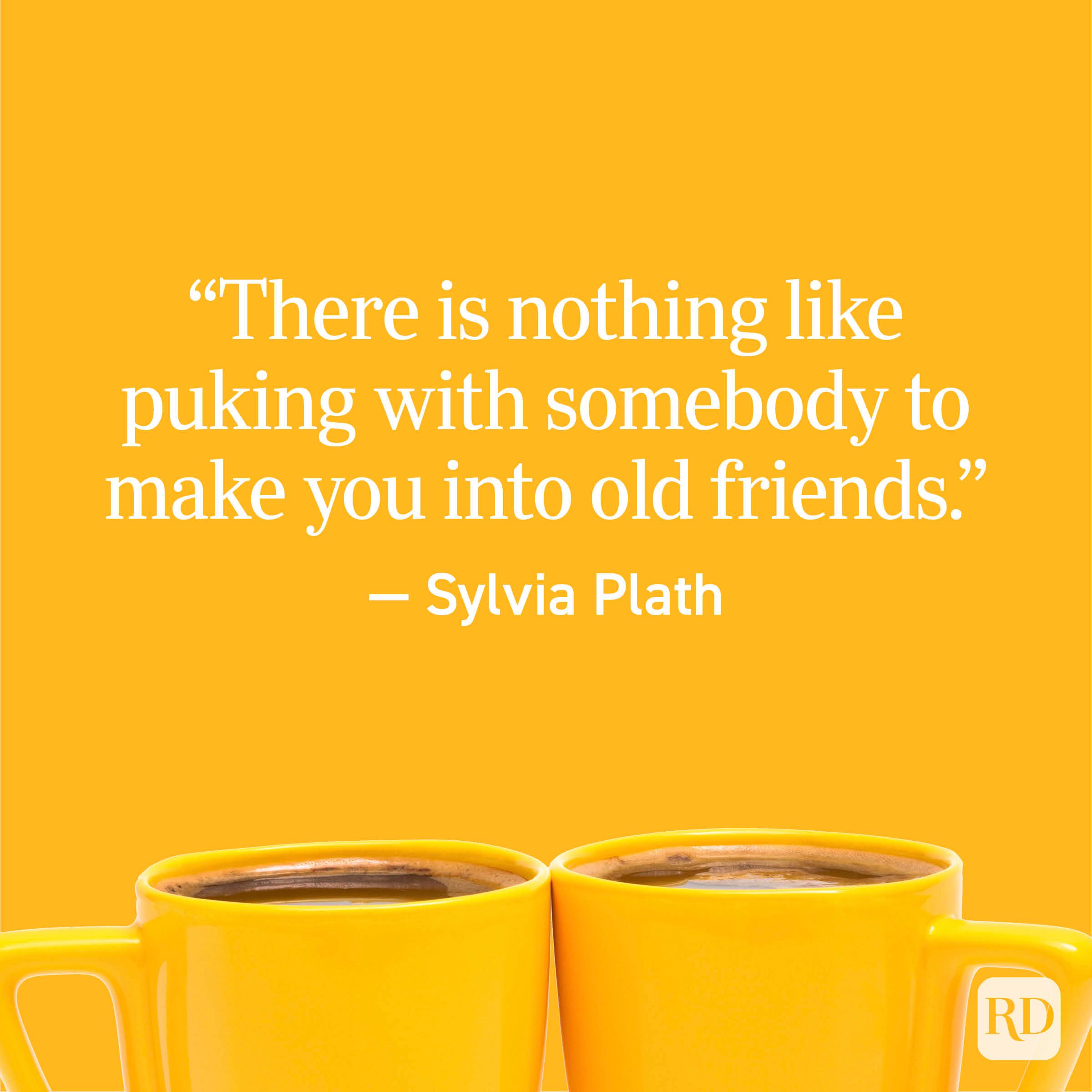 “There is nothing like puking with somebody to make you into old friends.” — Sylvia Plath