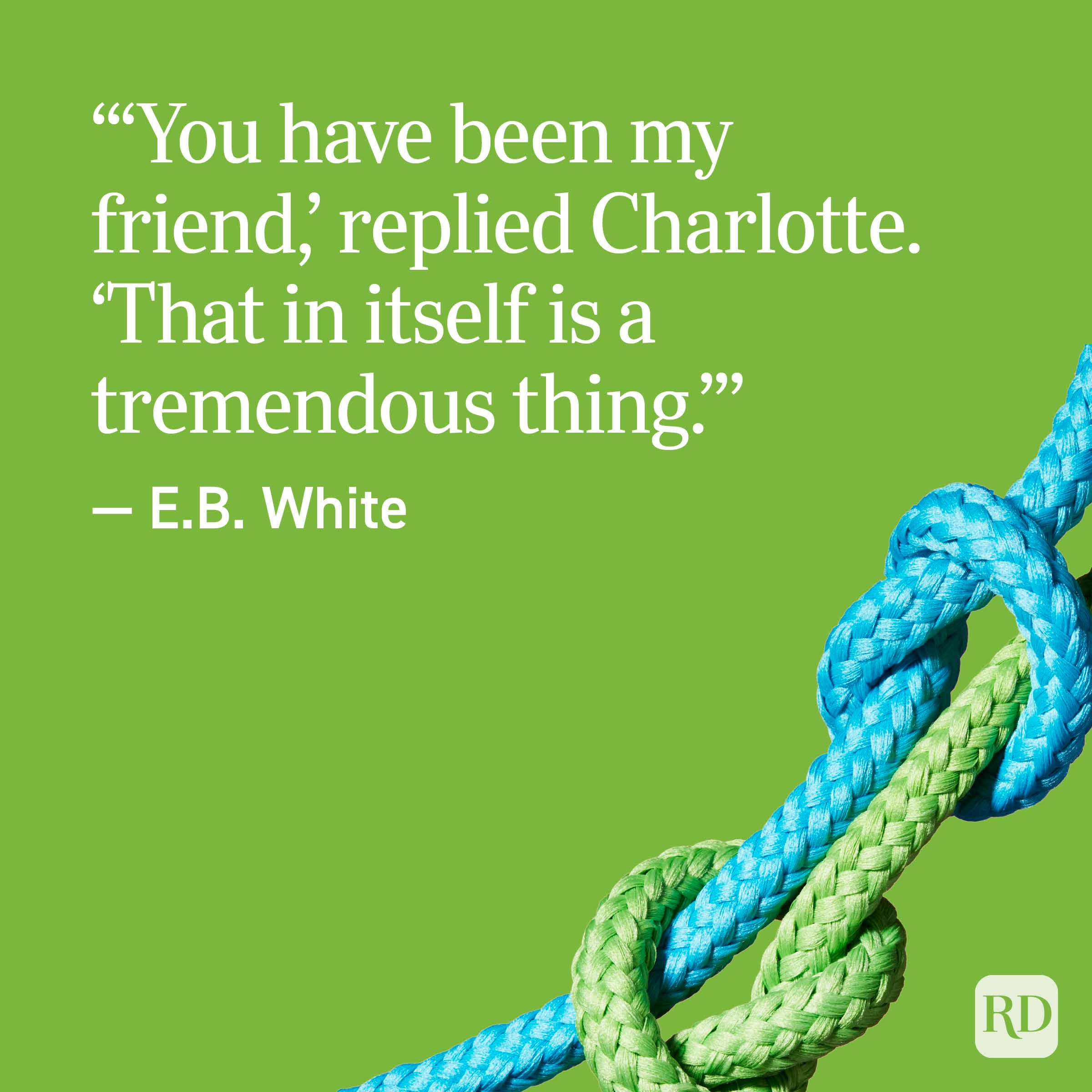 “‘You have been my friend,’ replied Charlotte. ‘That in itself is a tremendous thing.’” — E.B. White