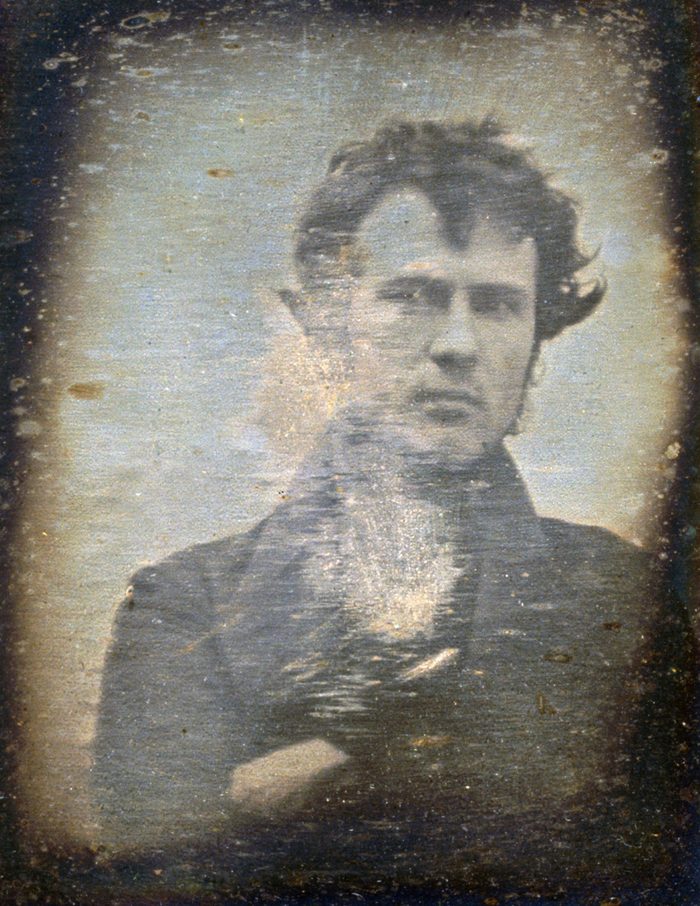 Robert Cornelius (1809-1893) was an American pioneer of photography. This self-portrait was taken outside of his family's store. It is the first known image of a human in American history.