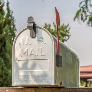 us mail mailbox with flag up