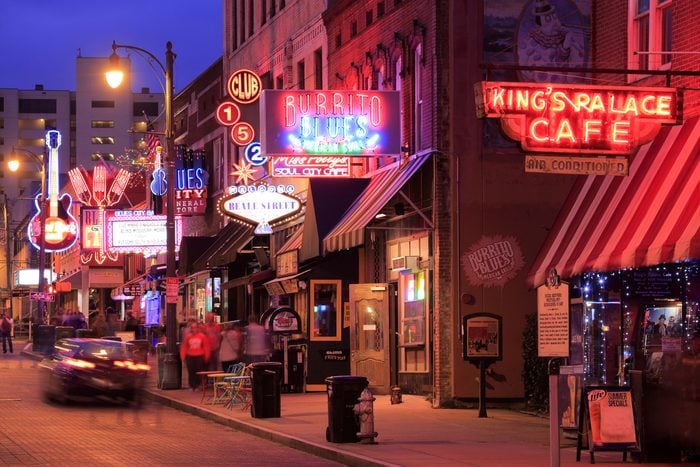 The night view of Beale Street Memphis, Tennessee