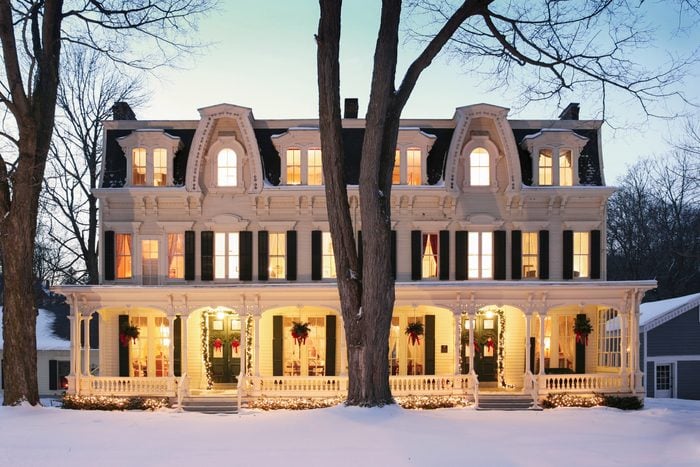 Grand Victorian Home in Winter at night, Inn at Cooperstown, Cooperstown, New York, USA