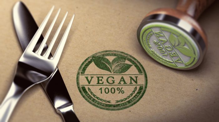 vegan stamp 100% fork knife