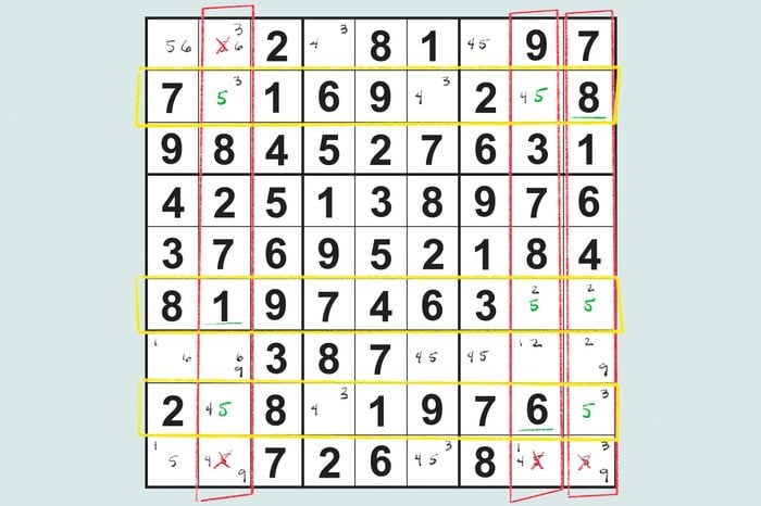 sudoku grid showing swordfish technique