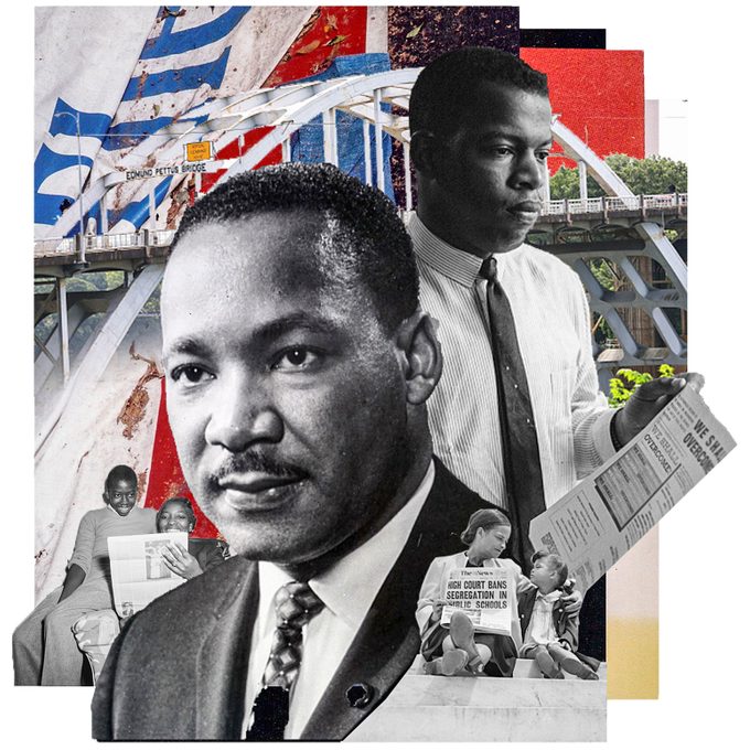 civil rights collage featuring Martin Luther King Jr. and Rep. John Lewis
