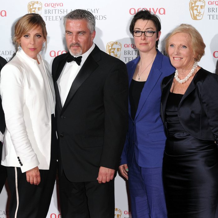 Mandatory Credit: Photo by David Fisher/Shutterstock (2334646gk) Best Features award for 'The Great British Bake Off' winners - Kieran Smith, Mel Giedroyc, Paul Hollywood, Sue Perkins, Mary Berry, Anna Beattie, Amanda Westwood Arqiva British Academy Television Awards, press room, Royal Festival Hall, London, Britain - 12 May 2013