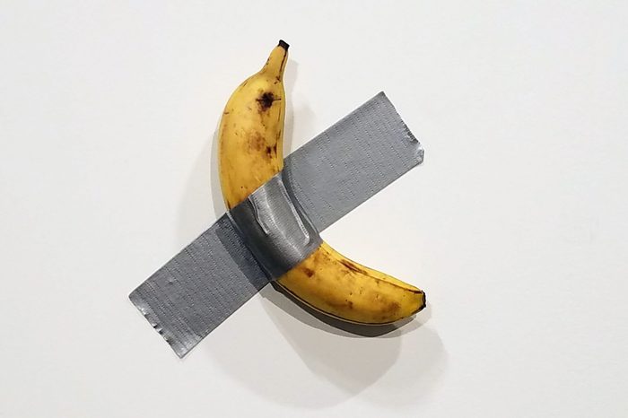 Mandatory Credit: Photo by RHONA WISE/EPA-EFE/Shutterstock (10492891h) Italian artist Maurizio Cattelan's piece 'Comedian' (a banana duct taped to the wall) is shown during Art Basel in Miami, Florida, USA, 05 December 2019. Art Basel represents over 250 art galleries onsite at the Miami Beach Convention Center and is considered one of the world's largest art festivals with art events throughout the city. Art Basel, Miami, USA - 05 Dec 2019