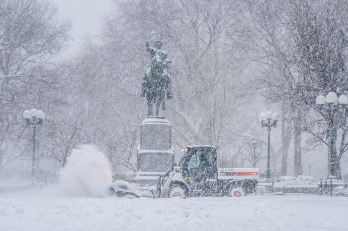 Bomb cyclone snow storm slams New York.