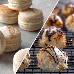 Coconut macaroons on dark background and black cooling rack; Shutterstock ID 1380409160; Job (TFH, TOH, RD, BNB, CWM, CM): TOH