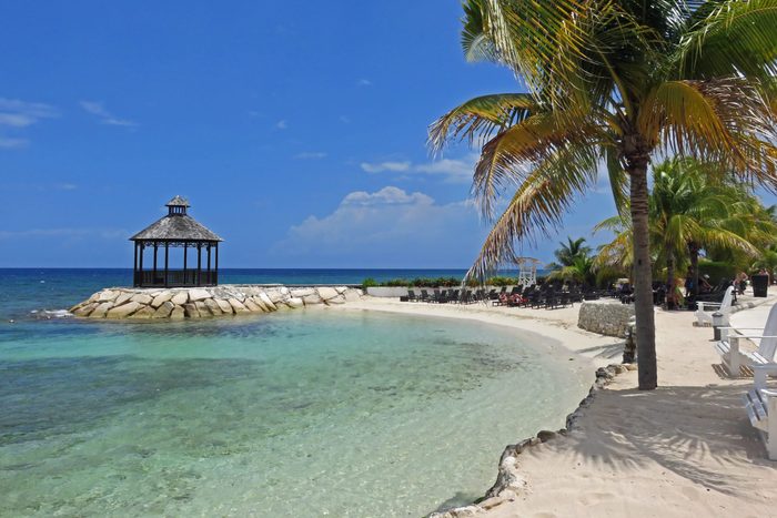 Beautiful and relaxing ocean view of gazebo in Montego Bay Jamaica