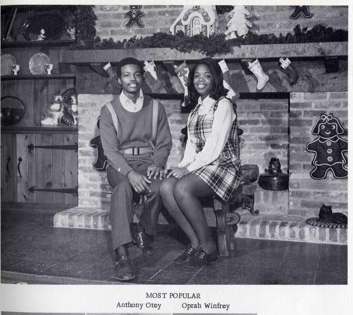 A young Oprah Winfrey and her fellow high school student Anthony Otey, who were named 'Most Popular' students at East Nashville High School in 1971