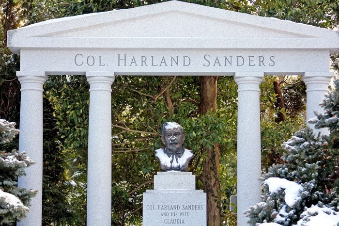 Louisville, Kentucky - January 15, 2014: gravesite of Colonel Harland Sanders, founder of Kentucky Fried Chicken