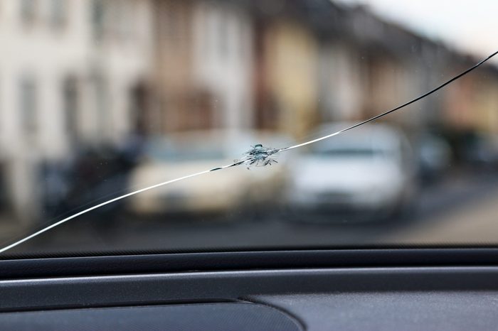 Crack of the windshield after rockfall