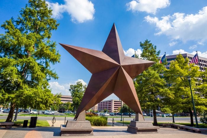 AUSTIN -SEPTEMBER 27 : Big star decorated in the city against blue sky on September 27, 2014 in Austin,Texas. Austin, capital city of Texas state settled in 1835, is the 11th most populous city in US.