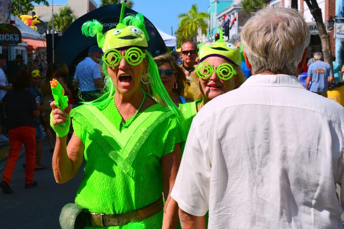 KEY WEST, FLORIDA - OCTOBER 31: Locals and visitors alike enjoy Fantasy Fest on October 31, 2015 in Key West, Fl. This annual event features a two day street fair, and a parade on Saturday night.