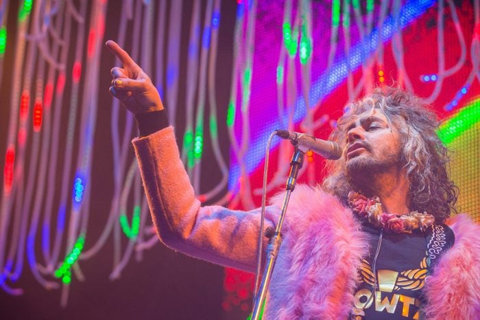 San Francisco, CA/USA - 12/31/2015: Wayne Coyne performs with The Flaming Lips at the Bill Graham Civic Auditorium. The band has won multiple Grammy Awards.