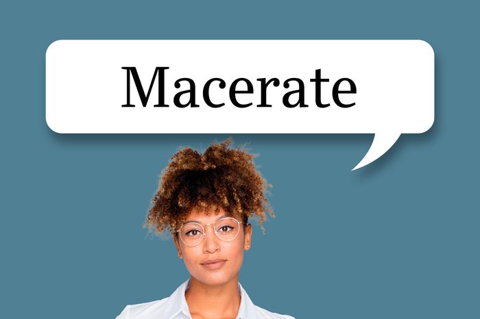 woman with speech bubble "macerate"