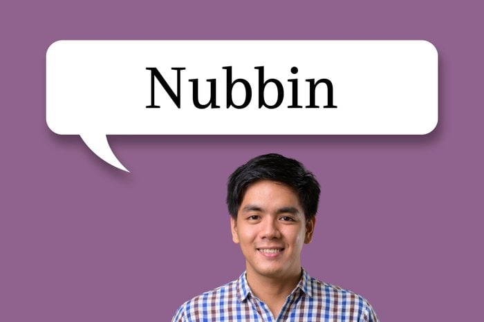 man with speech bubble "nubbin"