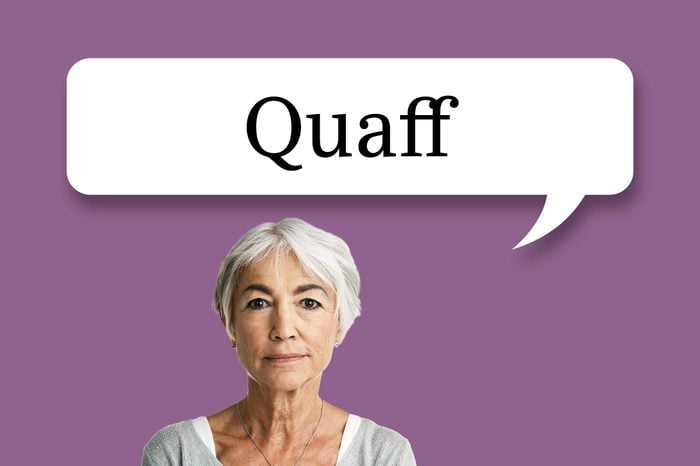 woman with speech bubble "quaff"