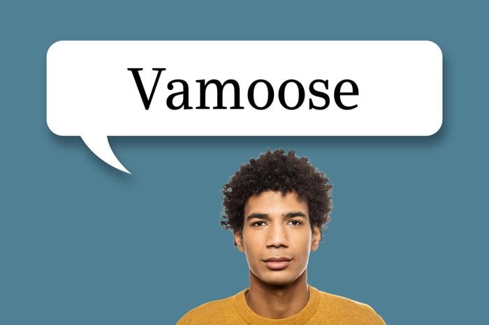 man with speech bubble "vamoose"