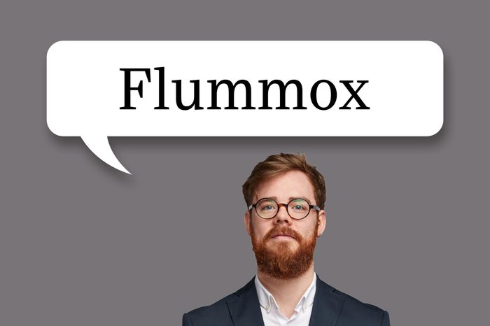 man with speech bubble "flummox"