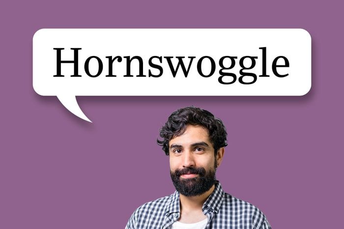 man with speech bubble "hornswoggle"