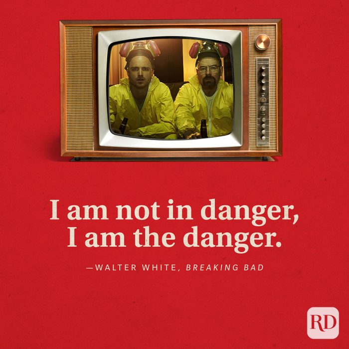  “I am not in danger, I am the danger.” -Walter White in Breaking Bad.
