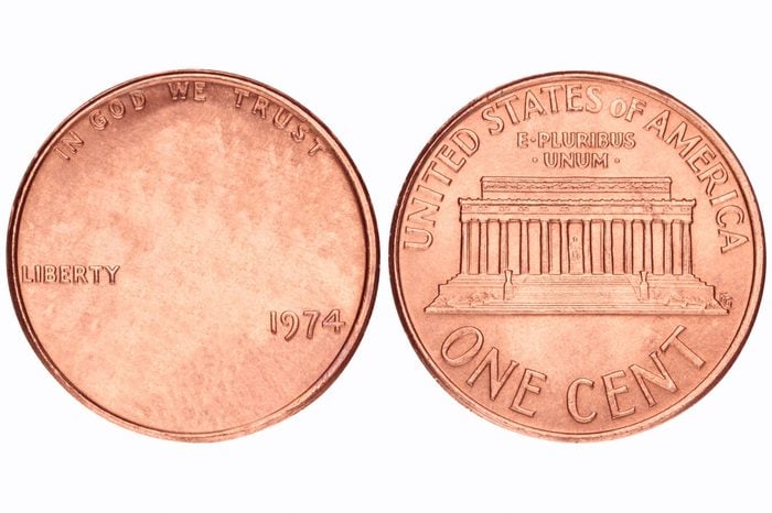 penny coin. no face.