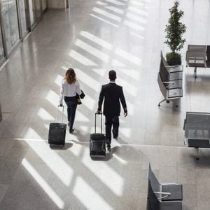 Captain, pilot, airport building soft-sided luggage