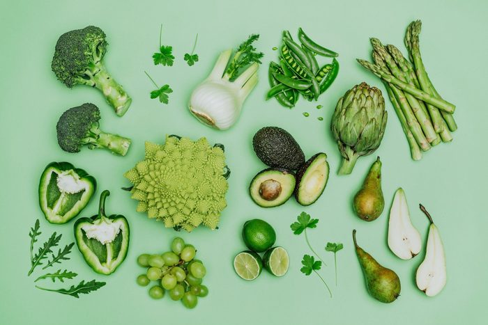 green vegetables on a green background