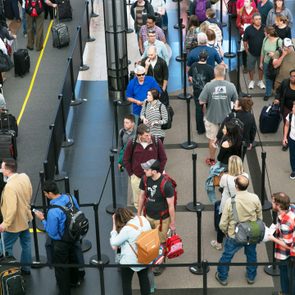 TSA security lines in the main terminal are crowded with spring break travelers on April 12, 2017, in Denver, Colorado.