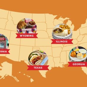 map of the United States showing the best diner in five states