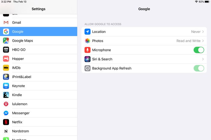 ipad screenshot app settings