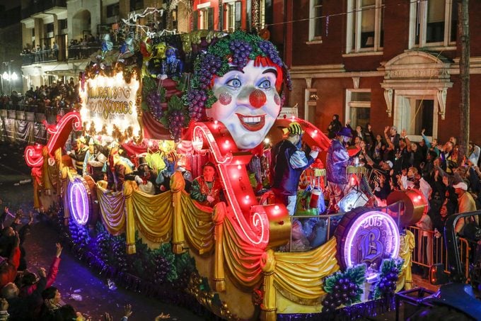 Mardis Gras float with the theme 'Children's Stories That Live Forever' masks new orleans