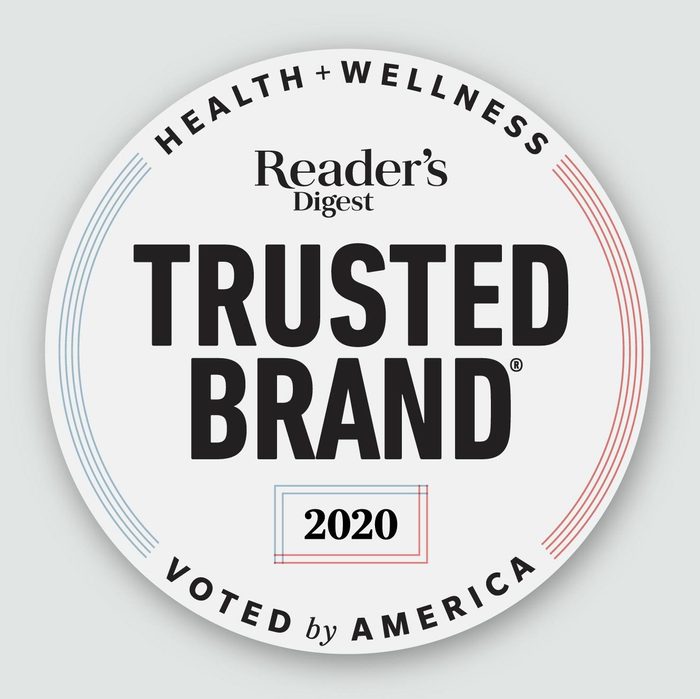 Reader's Digest Trusted Brand logo 2020 on gray background