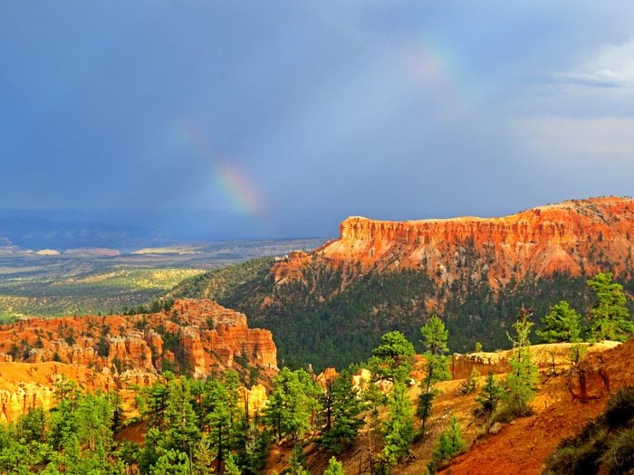 Bryce Canyon National Park after a rainstorm rainbow