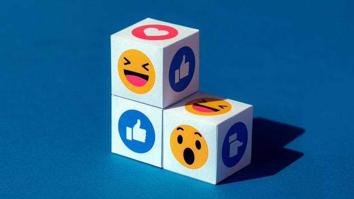 emoji symbols from facebook messenger on blue background