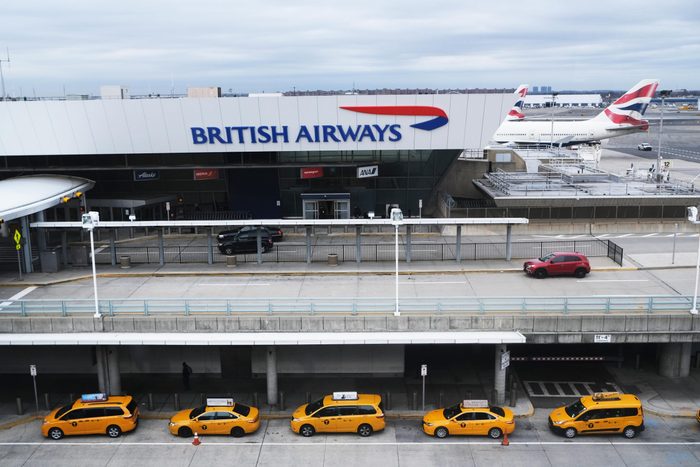 Taxis wait for passengers at John F. Kennedy Airport (JFK) on January 31, 2020 in New York City.