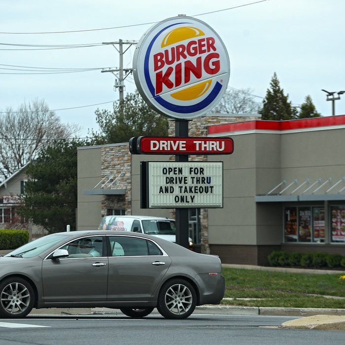 MOUNT AIRY, MARYLAND - MARCH 18: A Burger King restaurant displays a sign reading 'Open for Drive Thru and Takeout Only' amid the coronavirus outbreak on March 18, 2020 in Mount Airy, Maryland. Maryland Gov. Larry Hogan ordered the closure of bars and restaurants, in an effort to slow the spread of the COVID-19 pandemic. (Photo by Patrick Smith/Getty Images)