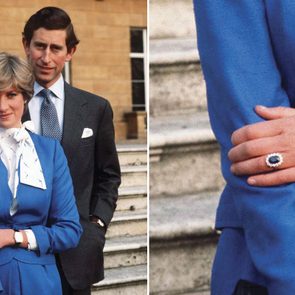 princess diana wearing her engagement ring; close up of the ring