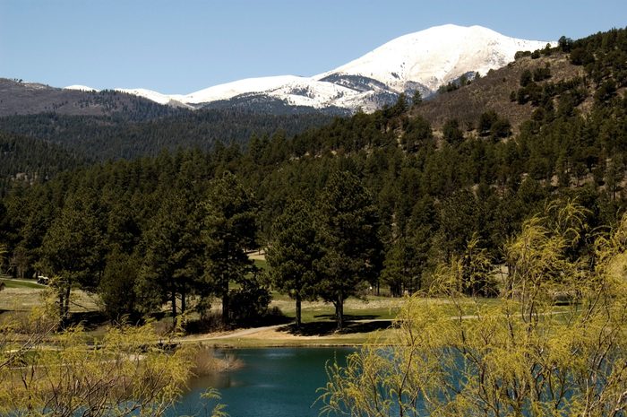 landscape with a lake and mountains; Ruidoso, New Mexico