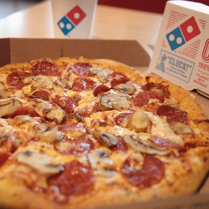 CHICAGO, IL - OCTOBER 12: Domino's menu items are shown on October 12, 2017 in Chicago, Illinois. Shares of the restaurant chain fell 4 percent today despite reporting an increase of more than 8 percent in domestic same-store sales. (Photo Illustration by Scott Olson/Getty Images)