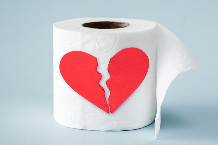 toilet paper with a broken heart
