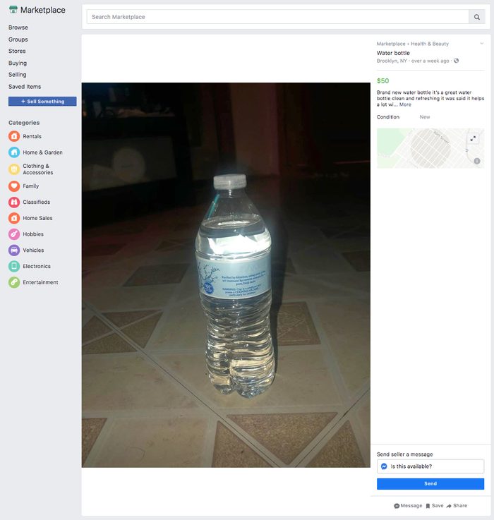 water bottle ridiculous things sold facebook marketplace