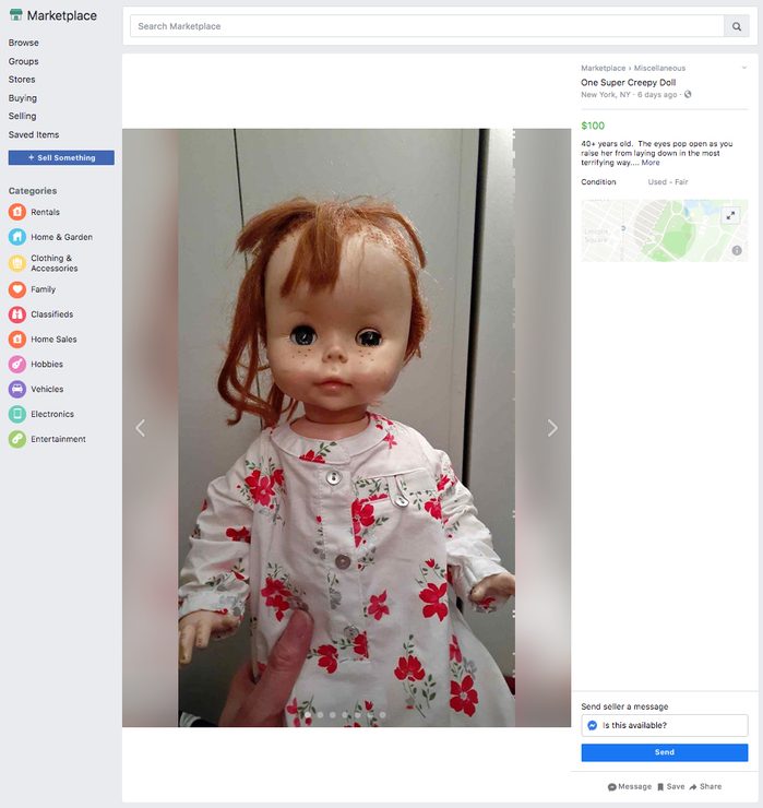 super creepy doll ridiculous things sold facebook marketplace