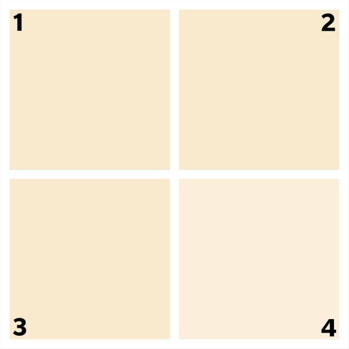 four beige squares. one is different.