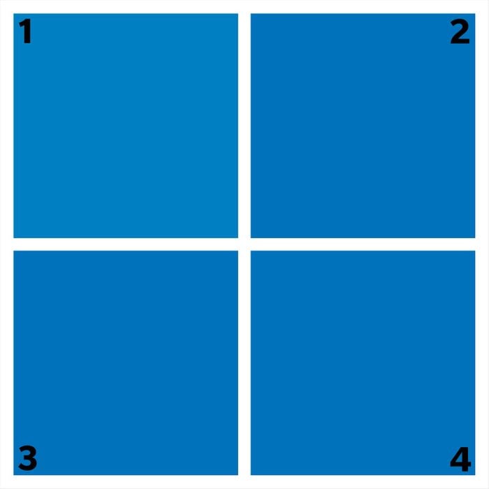 four blue squares. one is different.
