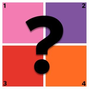 four squares of color with question mark overlay